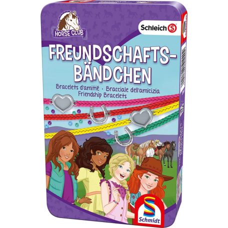 Schmidt Spiele Schleich Horse Club, Friendship bracelets,  társasjáték fémdobozban (51440) 