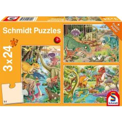 Schmidt Spiele Dinosaur Fun, 3x24 db (56465) Gyerek kirakó 