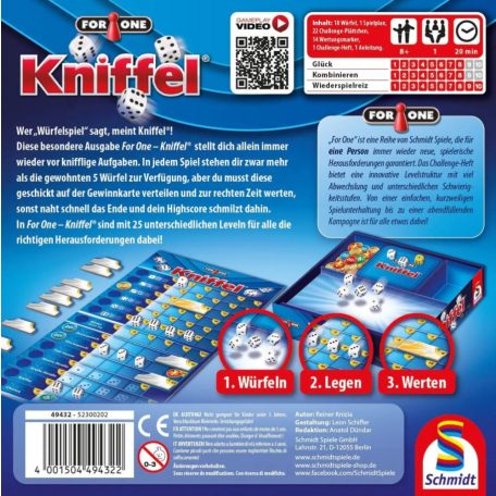 Schmidt Spiele For One, Kniffel® (49432) Társasjáték 