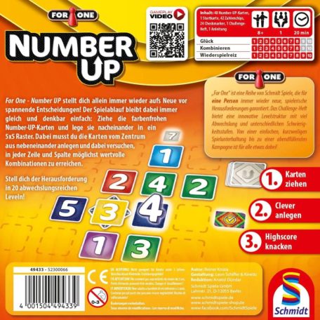 Schmidt Spiele For One, Number UP (49433) Társasjáték 