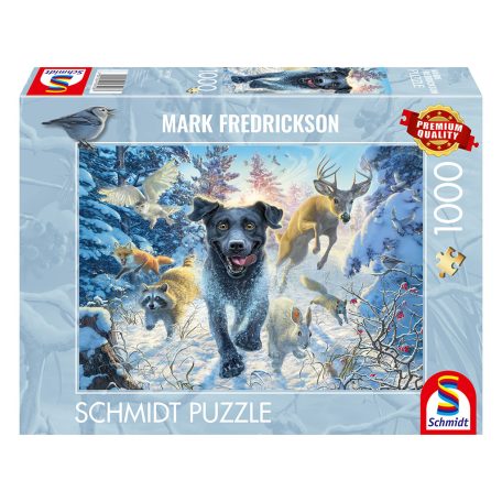 Schmidt Spiele Hundeliebe, schwarzer Labrador im Schnee  (58558) Kirakó MARK FREDRICKSON 1000 db 