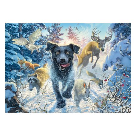 Schmidt Spiele Hundeliebe, schwarzer Labrador im Schnee  (58558) Kirakó MARK FREDRICKSON 1000 db 