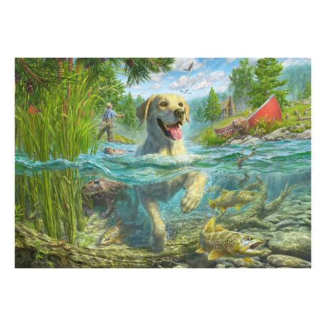 Schmidt Spiele Hundeliebe, gelber Labrador auf Fischjagd  (58557) Kirakó MARK FREDRICKSON 1000 db 